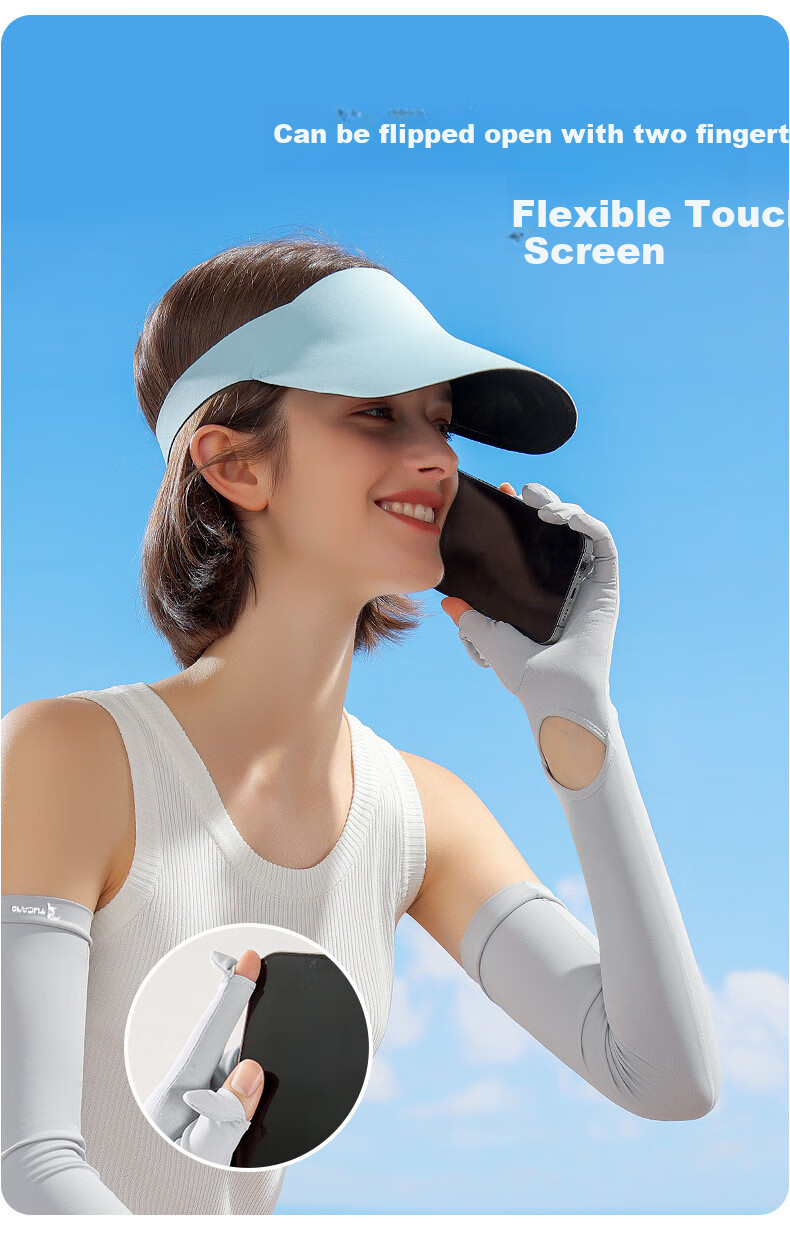 TUCANO Sun Protection Gloves for Women, Summer Driving UV-Resistant Sunshade Arm Sleeves, Extended Length with Finger Exposures, Touchscreen Compatible, Ice Silk Arm Covers 11