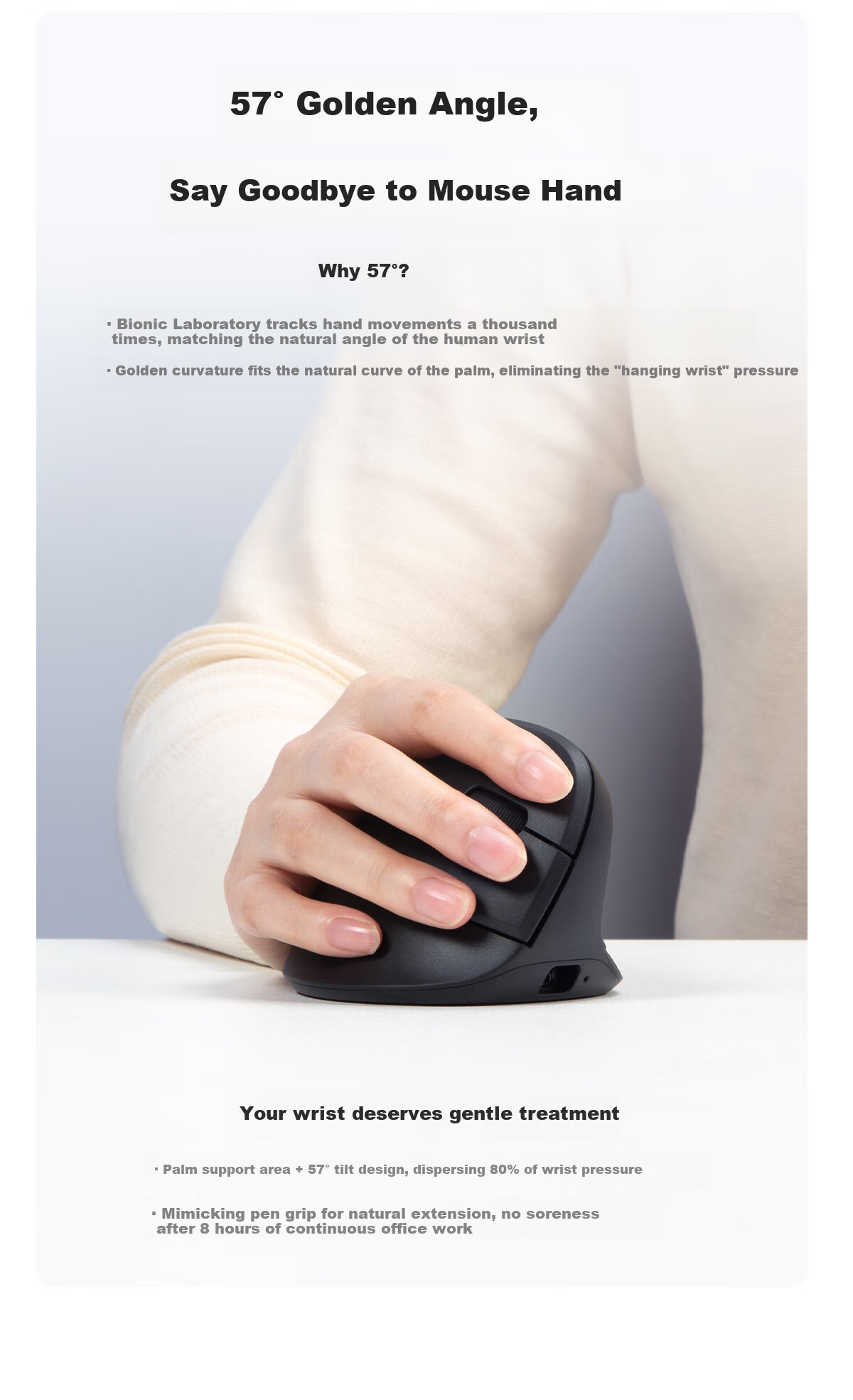 Delux M618AIR GX Lightweight Ergonomic Wireless Vertical Mouse for Office, Quiet Mouse Compatible with Computers And Laptops, Ultra-Long Standby Time, Black 2