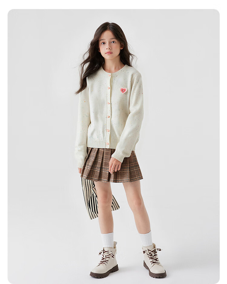 BALABALA balaOne Kids Knit Cardigan Girls 2025 Spring Autumn Sweet Sweater Stylish 208325103004 6