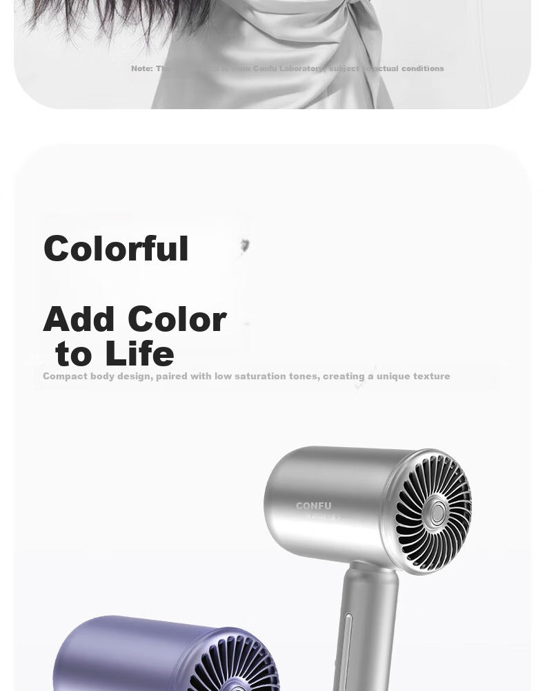 CONFU 100 Million Plasma Hair Dryer 1600W High-Power Quick-Drying Hair Protection No Damage to Hair Mite Removal Antibacterial for Men And Women Home Use Negative Ion Hair Dryer KF-3158 Purple Holiday Gift 9
