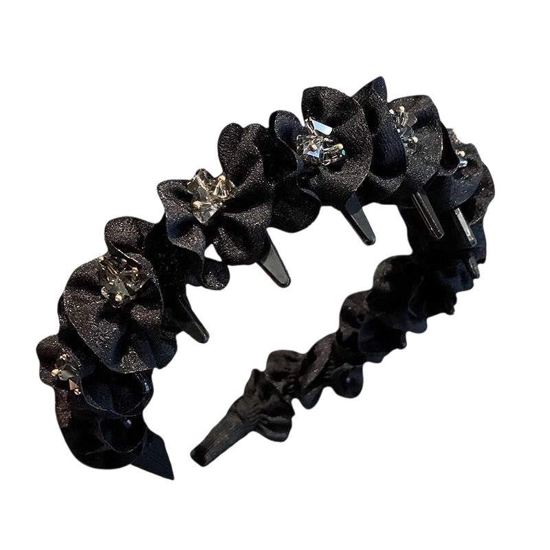 Jiaoxuefei Ruched Crystal Headband 2025 New High Crown Forehead Hair Press Tie Versatile Outdoor Headband
