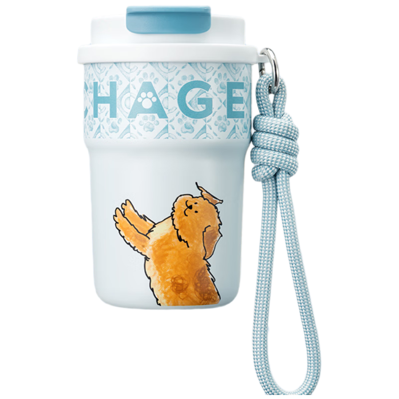 CHAGEE Insulated Mug, 316 Stainless Steel Coffee Straw Water Cup, Mid-Autumn Festival Gift, Cute Pet Cup, Pastoral Dog Desig