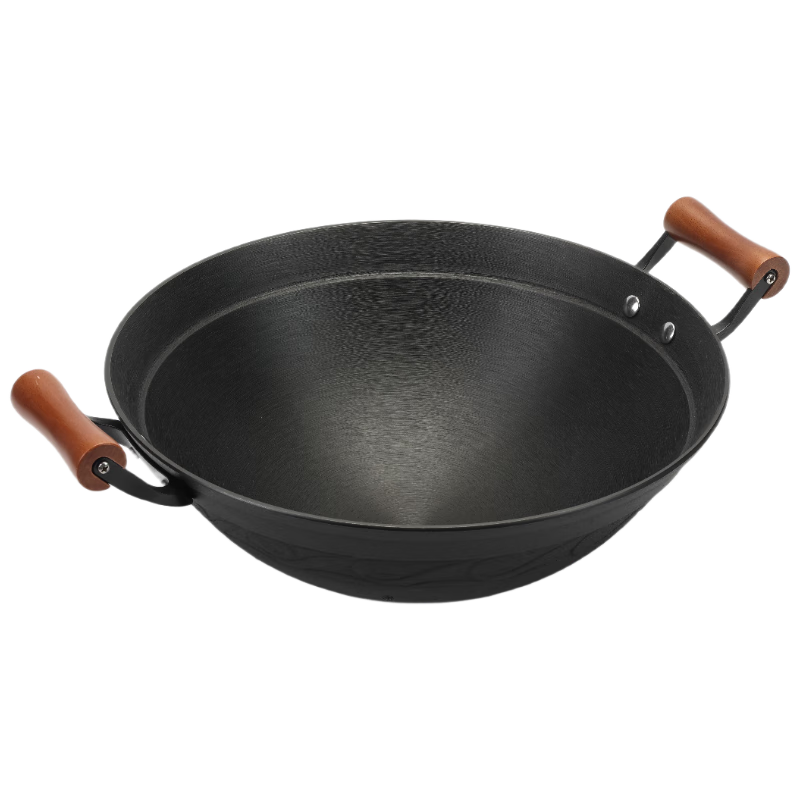 Jincun Zhangqiu Cast Iron Wok 34cm Non-Coated Round Bottom Home Use Non-Stick Gas Stove Ready