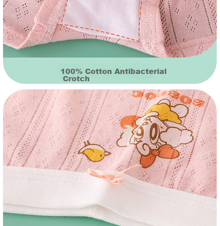BOBDOG Children's Underwear, Girls' Underwear, Big Kids' Underwear, Baby Boxer Briefs, Happy Little Bird, 4 Pieces, Size 120 14
