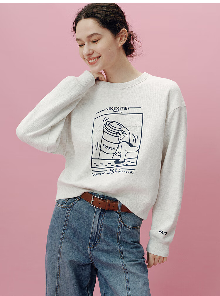 Semir JUJU Collaboration Women's Drop Shoulder Loose Fit Sweatshirt Autumn 2025 Fun Pattern 101525116021 4