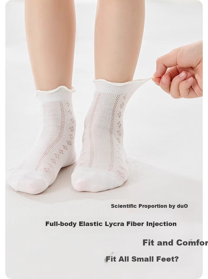 Niduoxiong Children's Socks, Summer Thin White Style, Baby Pure White Socks, Children's Mesh Breathable Small White Socks with Lace Trim 4