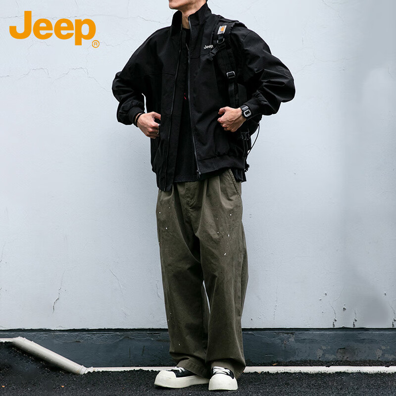 Мужская куртка JEEP, осенне-зимняя, с воротником-стойкой, деловая, повседневная, американского стиля, черная, размер M
