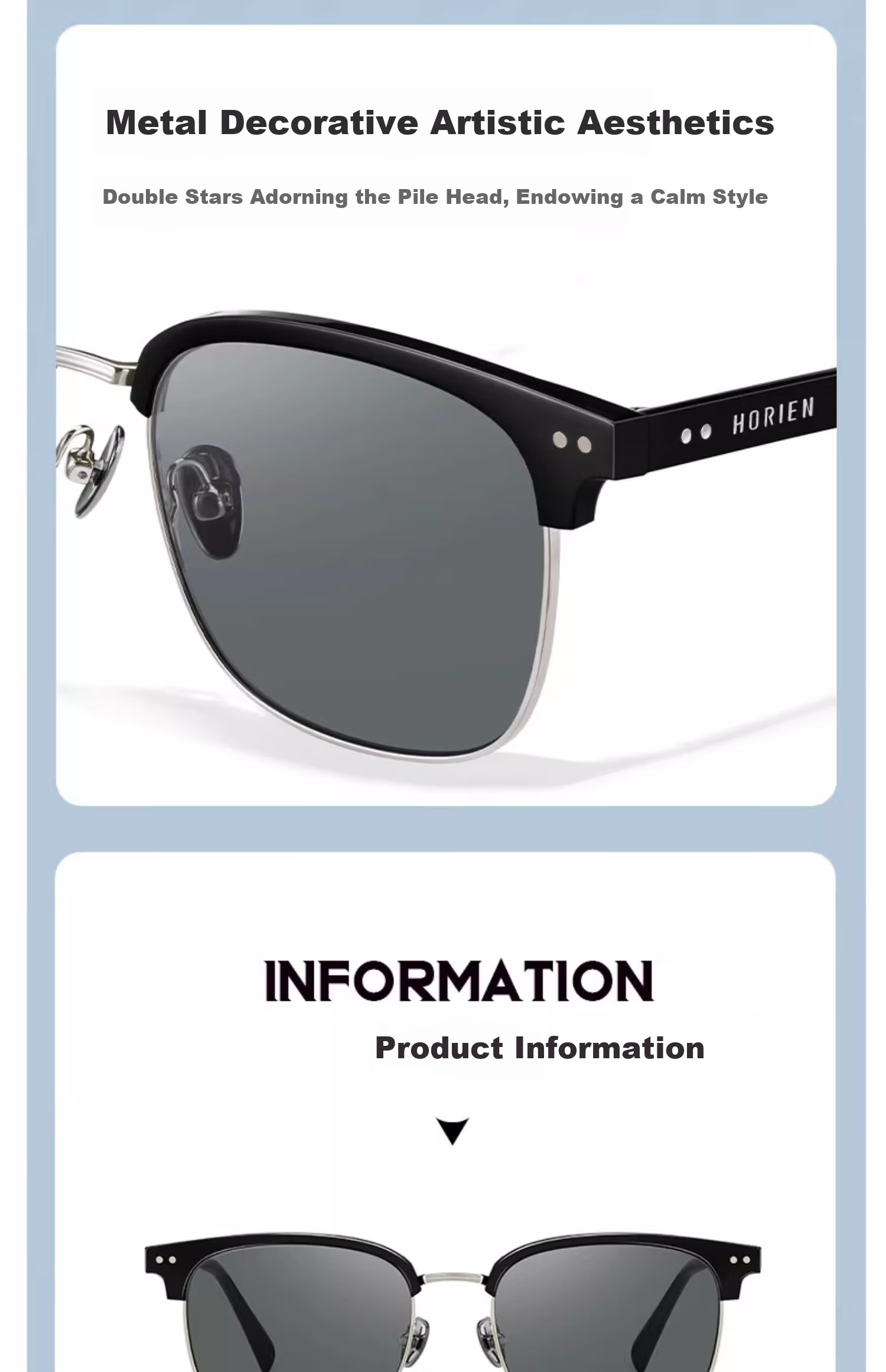 HORIEN Sunglasses for Men And Women, UV Protection Sunglasses, Same Style As Times Teenagers, New Model N8509 for 2025 29
