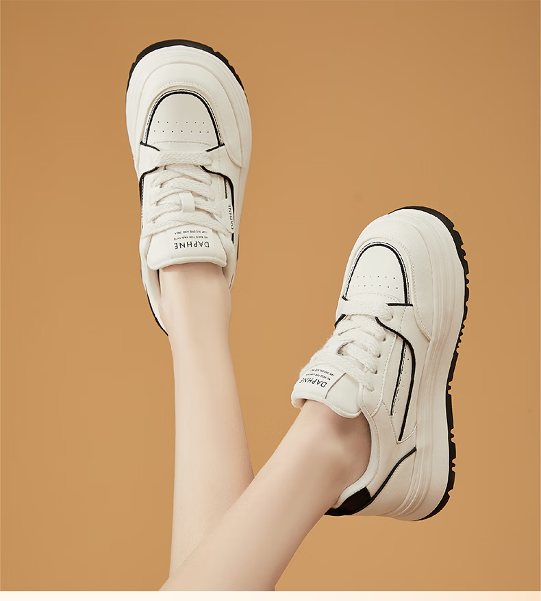DAPHNE Thick-Soled White Sneakers for Women, 2026 New Summer Lace-Up Shoes, Fashionable Versatile Canvas Shoes for Wome 15