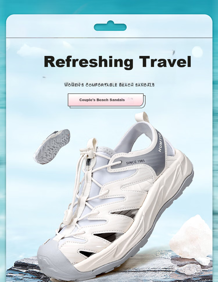 HUMTTO Outdoor Sports Sandals for Women, Closed-Toe Beach Shoes, Quick-Drying Water-Friendly River Tracing Shoes, Ice Blue/orange Blossom Plum, Size 37 1
