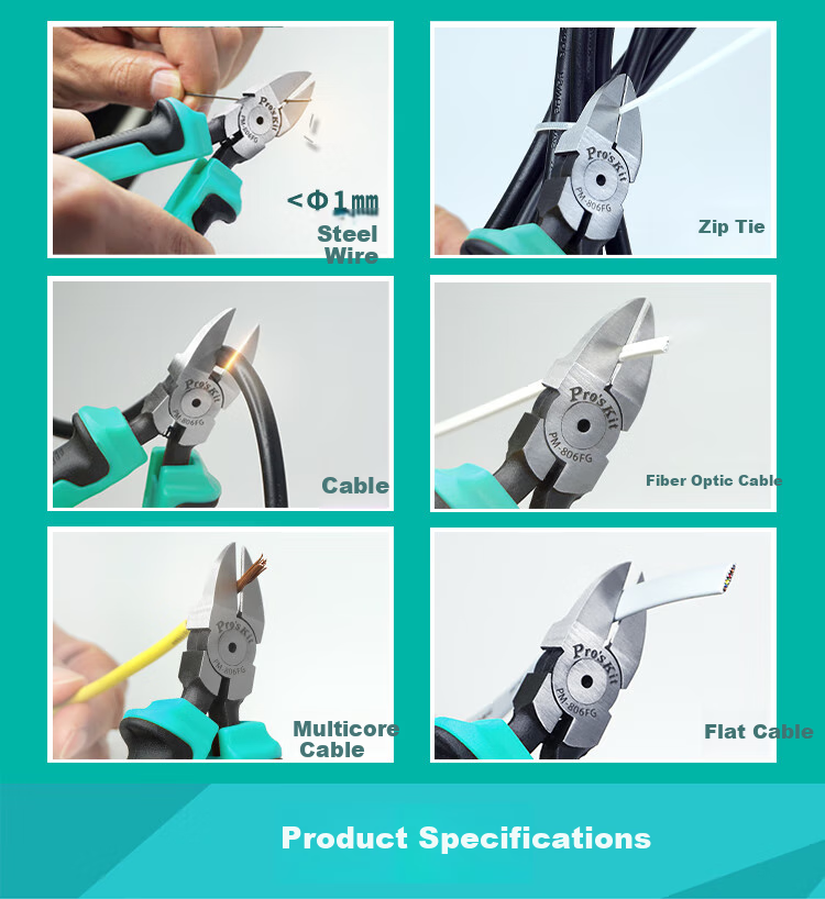 Pro'sKit PM-806FG Precision Diagonal Cutting Pliers, Two-Color Handle Diagonal Pliers 2