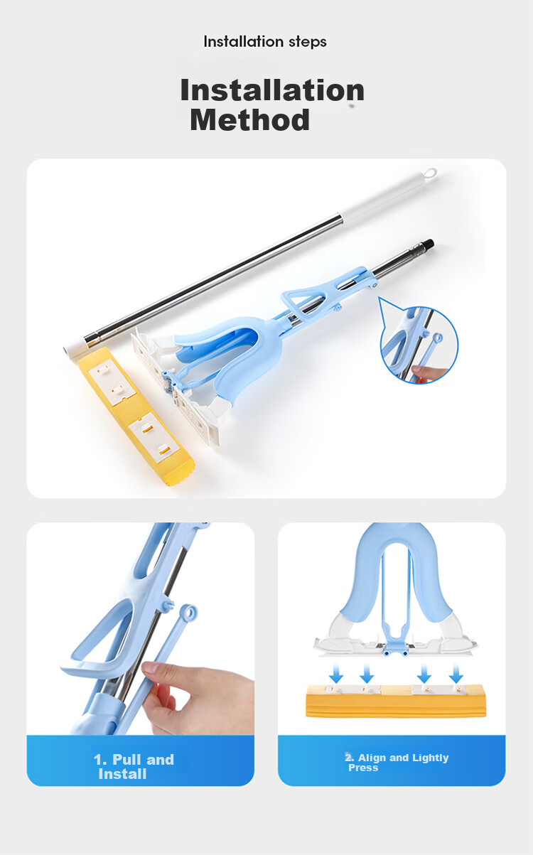 MARYYA Large Sponge Mop, 38cm with Two Heads, Extended Handle, Absorbent Sponge, Household All-In No-Hand Cleaning, 2026 Floor Mopping Cloth 12