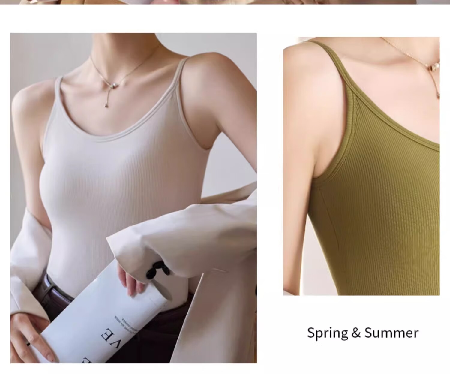 MiiOW Women's Camisole Tank Top with Built-In Bra Pads, Spring And Summer White Backless Bralette, Inner Wear Or Outerwear 24
