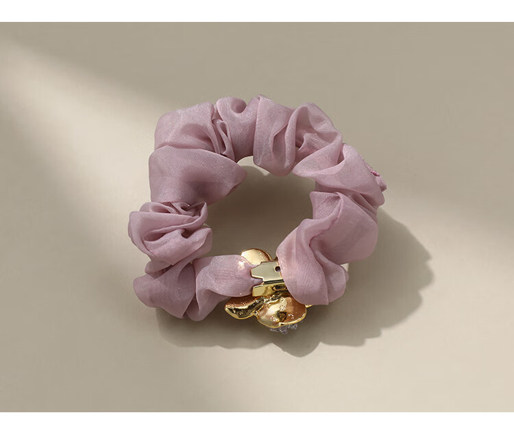 CHIMERA Purple Rhinestone Flower Hair Tie, Silk Ribbon Fairy Hair Band, Ponytail Hair Elastic, Mid-Autumn Festival Gift for Wome 4
