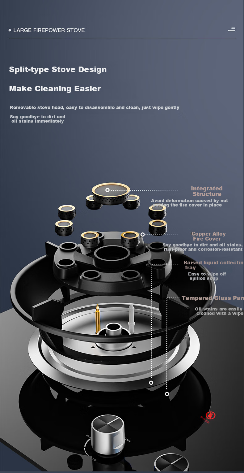 Royalstar Gas Stove, Dual Burner for Home Use, 5.0kW High Heat Output, Built-In And Countertop Dual-Use, Double Nine-Chamber Super Intense Flame JZY-B52 21