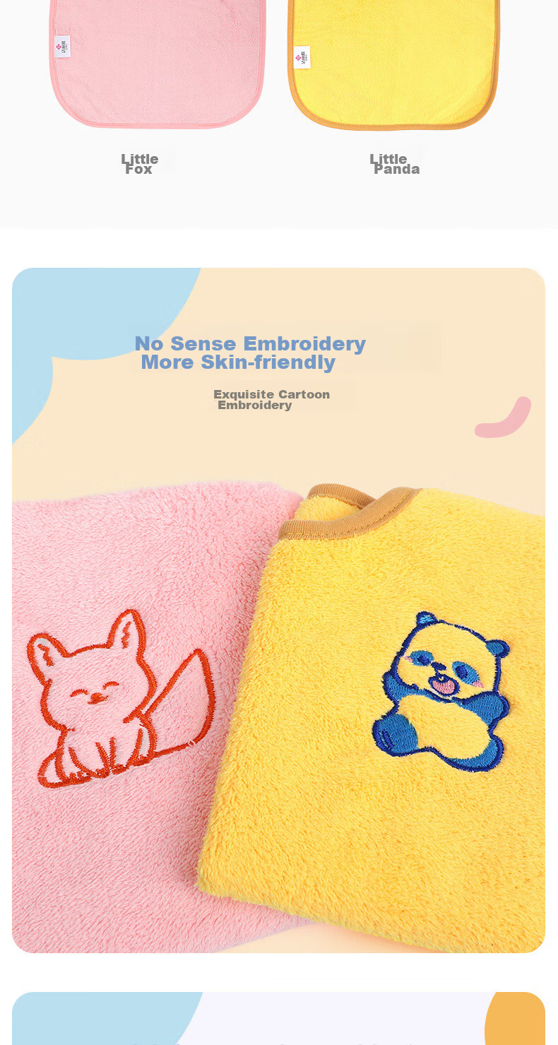 Grace Children's Washcloth with Waterproof Lining for Brushing Teeth, Washing Face And Eating, Adjustable Cartoon Bib for Babies 7