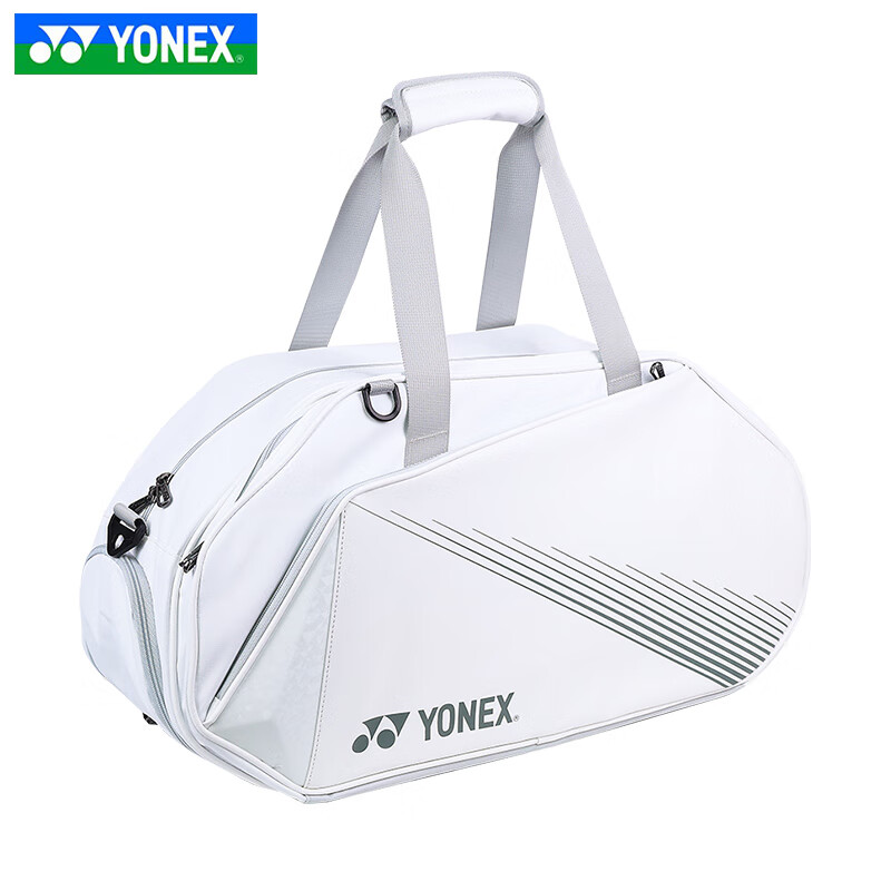 YONEX Badminton Bag, Large Capacity, Separate Shoe Compartment, Sports Bag, BA342CR, White