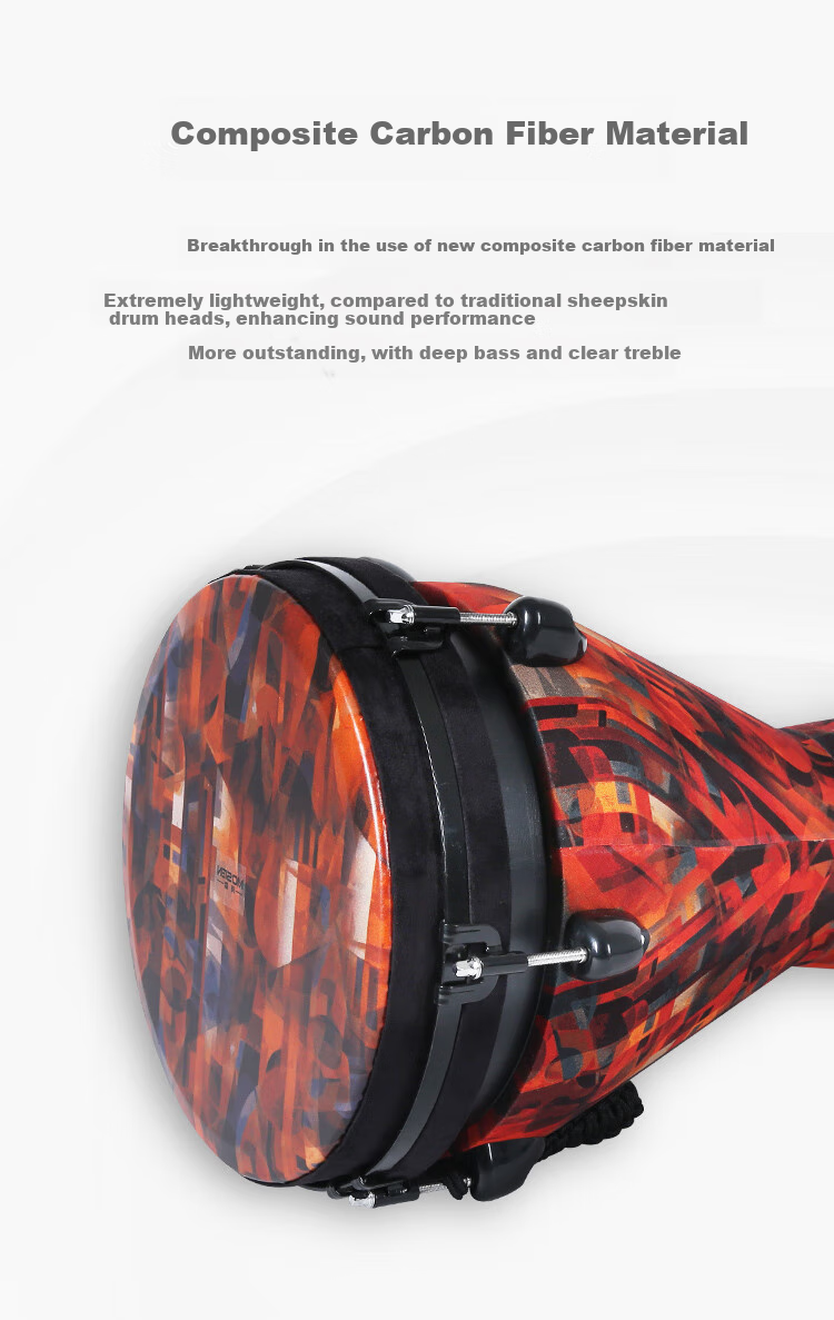 MOSEN 12-Inch Professional African Drum, Carbon Fiber Material Lijiang Hand Drum, Adjustable Tuning Fashion Style, Cosmic Blue 4