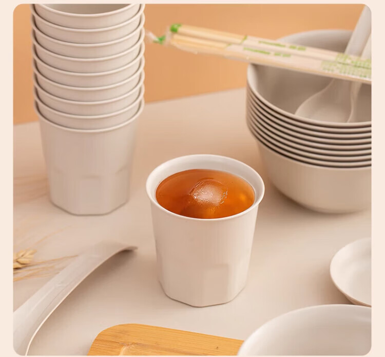Jiamo Disposable Cups, 170ml*40 Pieces, Eco-Friendly Rice Husk Cups, Disposable Tableware for Picnics And Camping, Thickened Cups 7