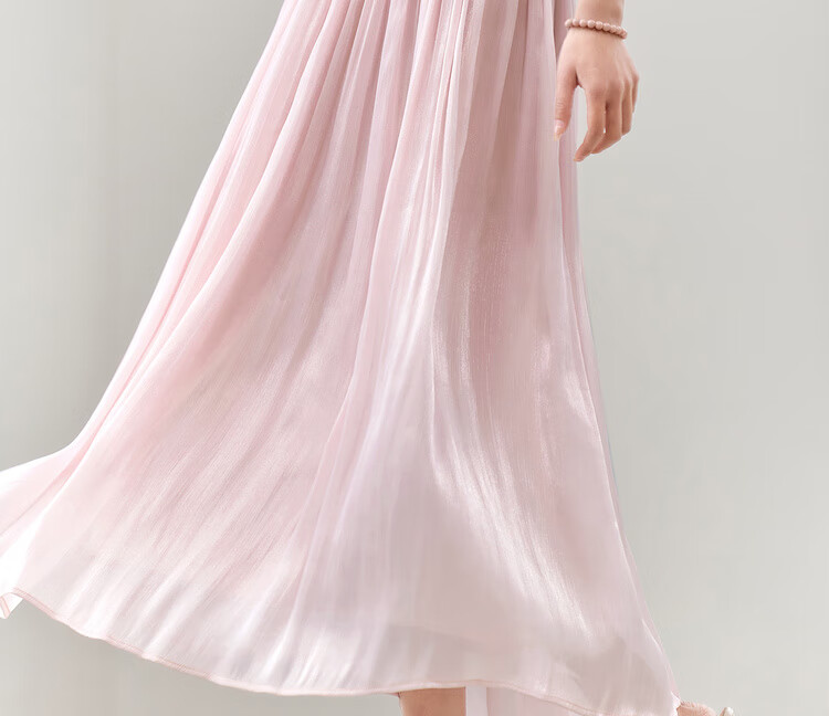 Shangdu Bila Light Luxury Draped A-Line Skirt for Women Summer High-End Slim Elegant Shimmer High Waist Mid-Length Skirt 3