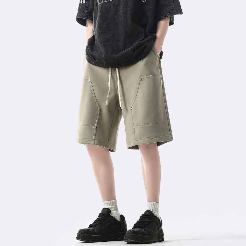 IZEXX American-Style Workwear Casual Shorts for Men, Summer Trendy High Street Loose Versatile Five-Point Pants IZ68 Earth Color M 15