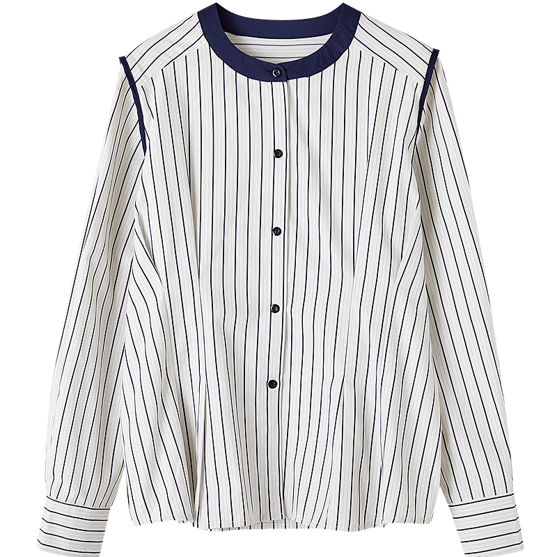 Demana Casual Wealthy Style Spring Japanese Cloud Cotton Vintage Striped Colorblock Shirt Women's Top