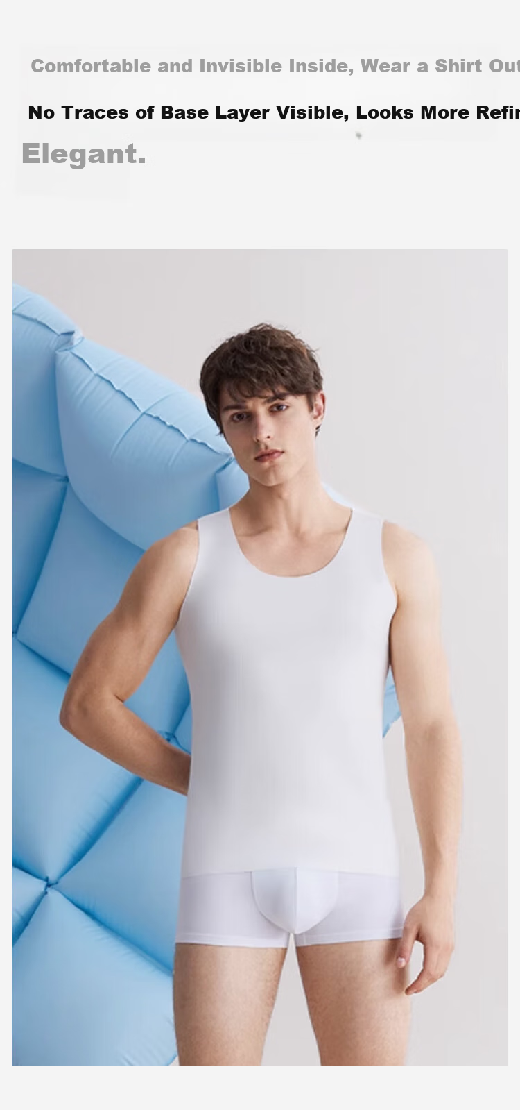 JOAE Ultra-Soft Modal Men's Tank Top, Ice Silk Seamless, Cut-To Sleeveless Undershirt, Breathable High-Elasticity Gray L 5