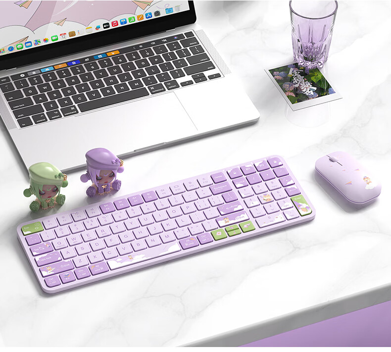 BOW Hangshi Yun Ding Xiang Jian Student Graduation Season College Entrance Exam Gift Ultra-Thin Dual-Mode Rechargeable Wireless Bluetooth Keyboard And Mouse Set for Office And Home Use 79 Keys - Chunche 11