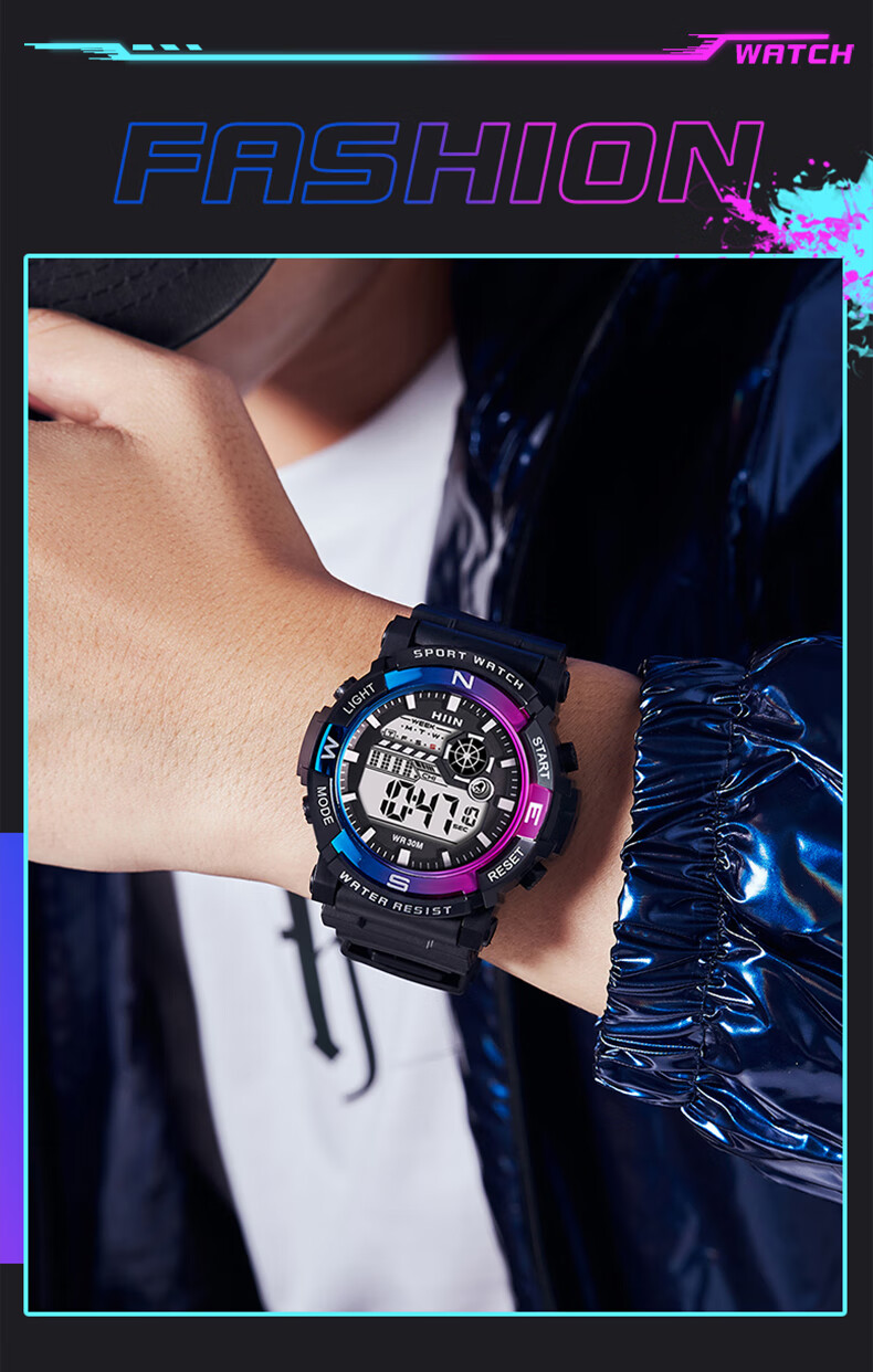 Light Shadow Moment Electronic Watch for Boys Students Children Trendy Luminous Alarm Clock Youth Sports Middle School Boys Watch 2