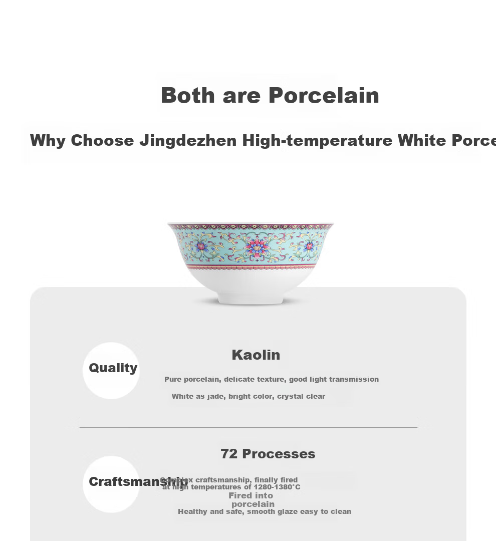 Jdz Ceramic White Porcelain Dinnerware Set, Chinese High-End Enamel Bowl And Plate Set, Complete Household High-End Housewarming Gift, Blue Enamel 12
