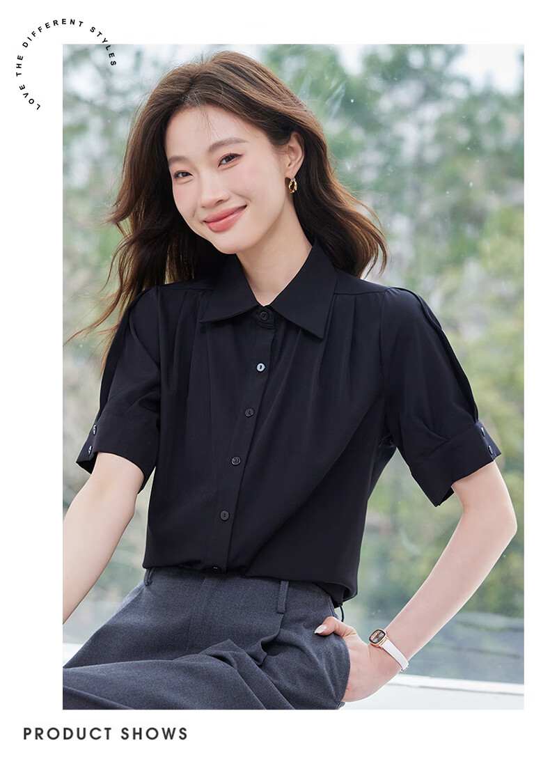 Jeanswest Women's Summer Professional Short-Sleeve Dress Shirt, Elegant High-End Design Commuter Top, White, 2XL 9
