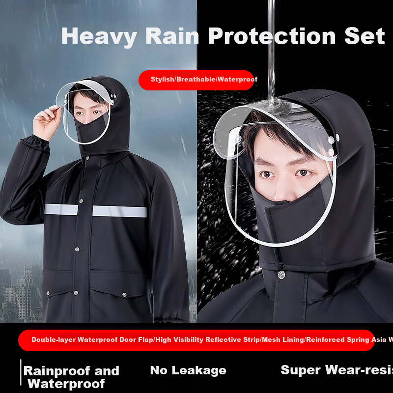 Dipuer Raincoat for Food Delivery Riders, Heavy-Duty Electric Bike Adult Two-Piece Raincoat, Motorcycle Suit for Men And Wome
