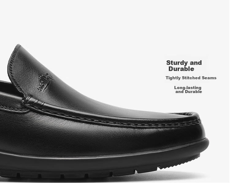 Goldlion Men's Shoes, Business Leather Shoes, Slip-On Shoes, Flat Loafers, G582510018AAB, Black, Size 43 14