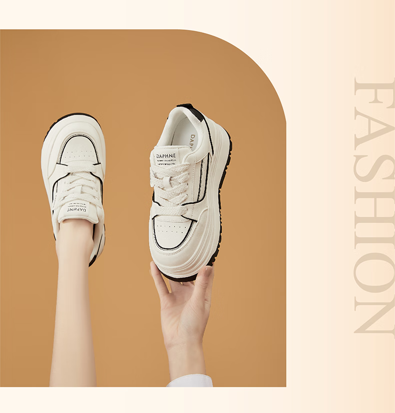 DAPHNE Thick-Soled White Sneakers for Women, 2026 New Summer Lace-Up Shoes, Fashionable Versatile Canvas Shoes for Wome 16