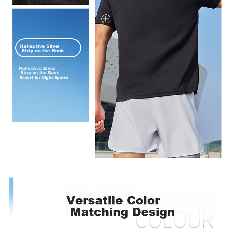 Peak Men's Summer Short Sleeve Quick-Dry Breathable Sports Loose Running Base T-Shirt DF652471 48