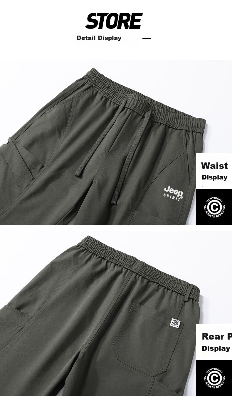JEEP SPIRIT Men's Cargo Pants, Spring Straight-Leg Casual Trousers, Loose-Fitting Sweatpants, Versatile Comfortable Men's Pants, Black, 3XL 18