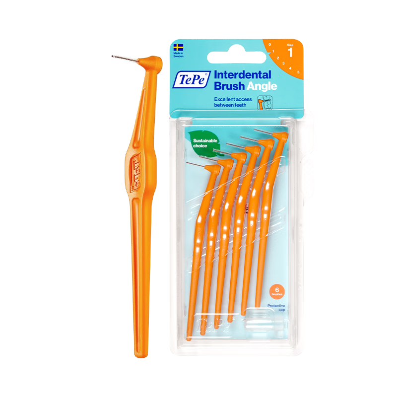 Tepe Swedish Imported Interdental Brush Orthodontic Period L-Shaped (0.45mm) Orange Gap Cleaning Brush