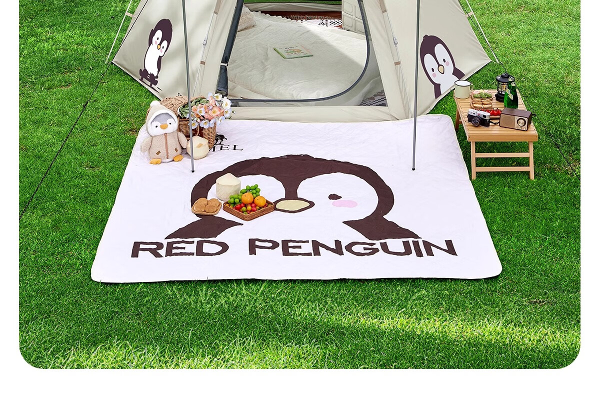 CAMEL Penguin Cute Portable Folding Automatic Tent Outdoor Camping Tent Gear Set Large Matcha Green 7