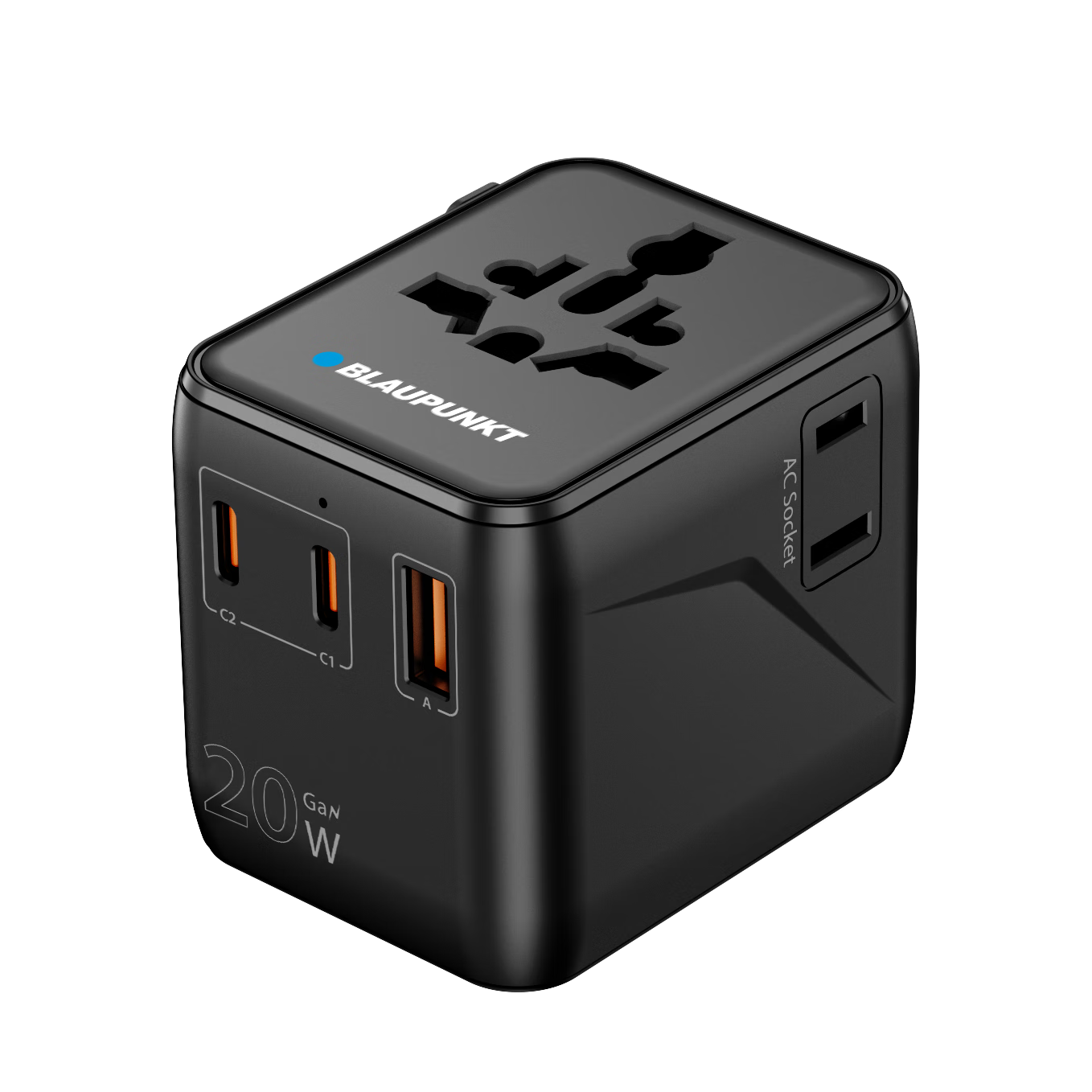 BLAUPUNKT Universal Adapter Plug for UK And EU Standards, Multifunctional Socket Converter Compatible with Hong Kong, Europe, Korea, Singapore, Malaysia, Russia, Suitable for Apple Fast Charging