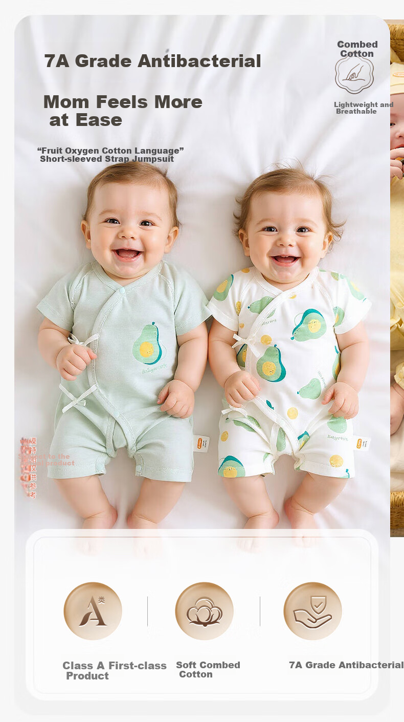 Babyprints Newborn Onesie 2-Piece Set, Baby Summer Clothes, Thin Romper for Newborns, Belly Protection Underwear, Yellow, Size 52 1