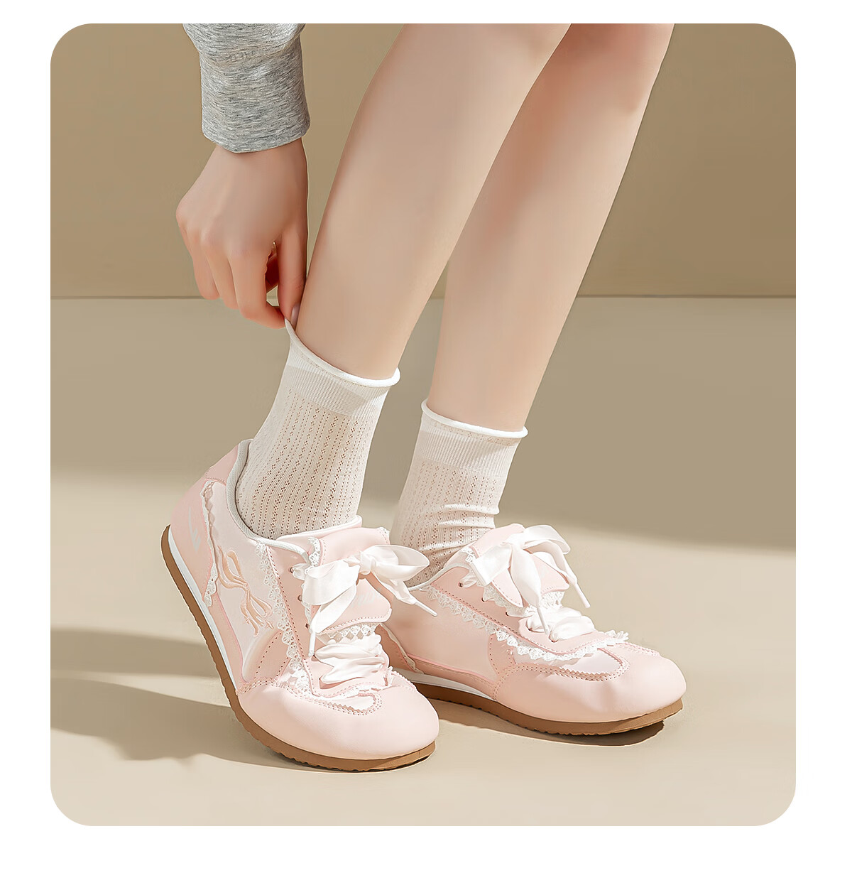 Warrior Women's Spring Summer New Ballet Training Shoes Fashion Versatile Soft Sole Lace Casual Shoes Pink Size 38 13
