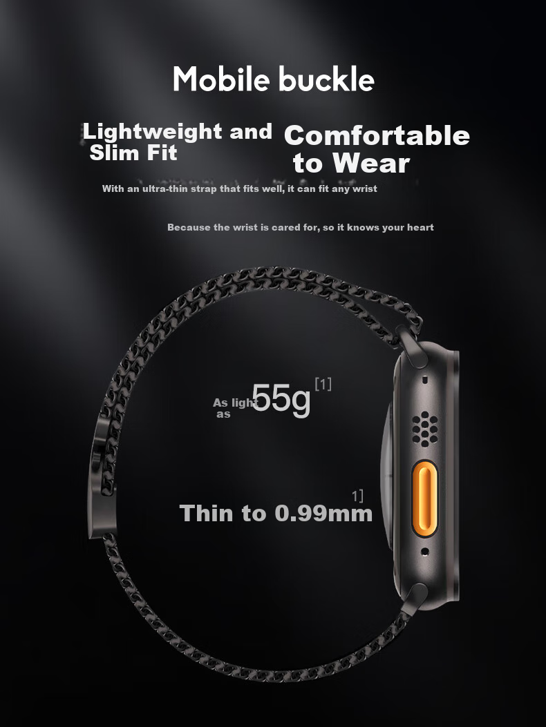 BHO [Parachute Buckle Milanese Loop] Compatible with Apple Watch Band, for Apple Watch Ultra 4, IWatch S12/S11/10/9/SE3, Metal Band 6