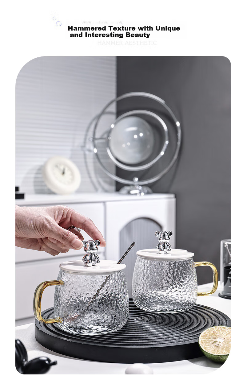 CRISTALGLASS Heat-Resistant Glass Cup Set with Handle for Tea Brewing, Large Capacity Water Mug, Milk Cup, Coffee Mug for Home Use 3