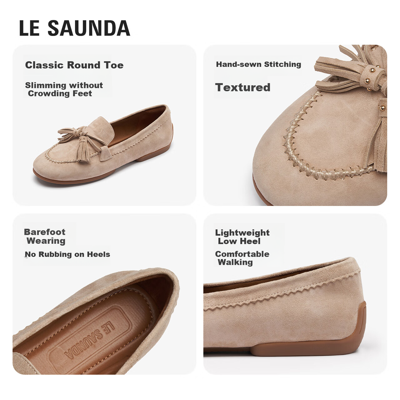 Laird 2026 Spring Summer Commuter Simple Lambskin Comfortable Loafers Women 12601 Silky Mist Brown CMS 35