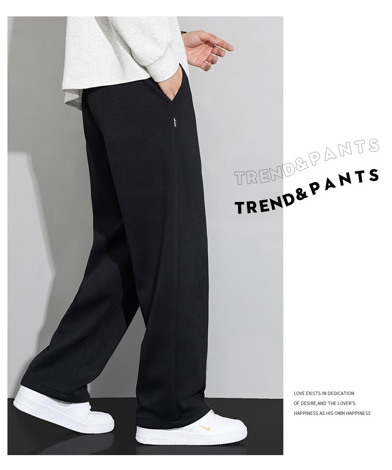JEEP SPIRIT Men's Loose Straight-Leg Pants, Versatile Wide-Leg Trousers for Spring And Autumn, Casual Long Pants for Men, Black, Size M 8