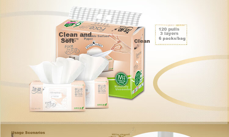 Jierou Facial Tissues, Pink Face Unscented 3-Ply 120 Sheets 6 Packs*12 Boxes PR078-06/PR078 Whole Box 13