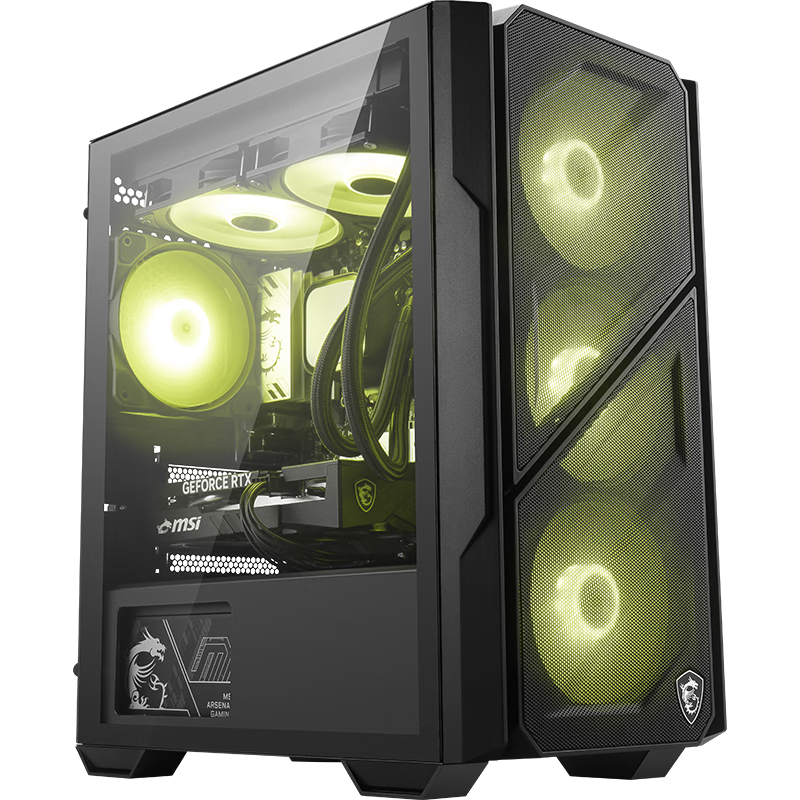 MSI MAG M110L Black Gaming Desktop Case Supports M-ATX Motherboard (240mm Water Cooling, Tempered Glass Side Panel, 7 Fan Slots)