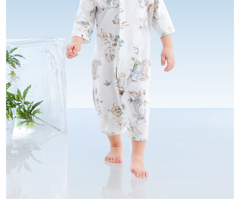 Beitaisi Baby Clothes, Summer Breathable Thin Mesh, Infant Romper, Three-Quarter Sleeve, Pure Cotton Class A Air Conditioning Wear 4