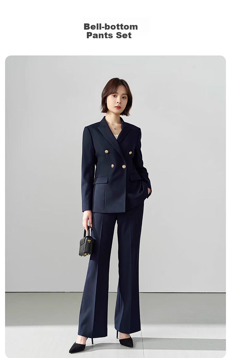 Bodexiaojie Navy Blue Professional Suit Jacket for Women, Slim Fit Elegant Formal Wear for Office And College Students' Interviews 34