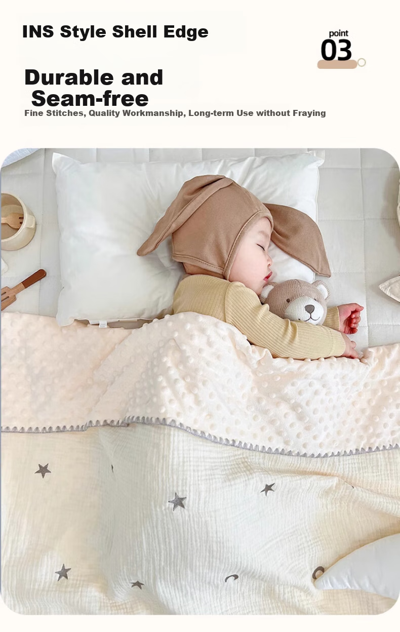 Wuyinliangpin Class A Maternal And Infant Grade Pure Cotton Wrinkled Gauze Plush Blanket, Children's Comforting Throw, Nap Cover, 100*120cm 3